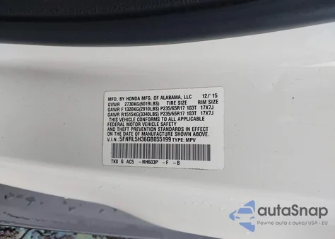 2016 Honda Odyssey Se from USA, damaged, VIN 5FNRL5H36GB055199